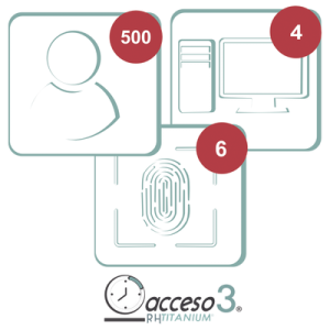 [bajo pedido] licencia de 3 años para software acceso3 titanium / 500 empleados / 6 reloj / 4 pc's