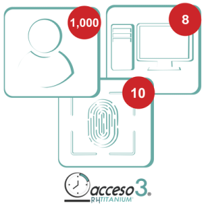 [bajo pedido] licencia para software de tiempo & asistencia compatible con sistemas de nomina / 1,000 empleados / 10 relojes checadores / 10 pc / acceso3 titanium