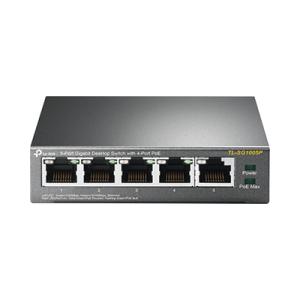 switch escritorio no administrable de 5 puertos 10/100/1000 mbps / con 4 puertos poe 802.3af/at de hasta 65 w / poe extendido hasta 250 metros