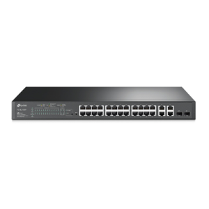 switch poe+ jetstream sdn administrable 24 puertos 10/100 mbps + 2 puertos 10/100/1000 mbps (uplink) + 2 puertos sfp (combo 2 rj45 10/100/1000 mbps), 250w, administración centralizada omada sdn