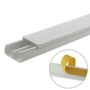 canaleta blanca de pvc auto extinguible, con división, 20 x 10 mm, tramo 6 pies, con cinta adhesiva (5101 21252)
