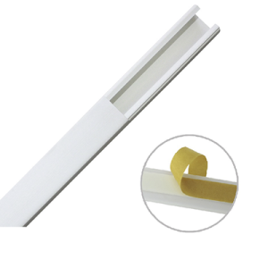 canaleta color blanco de pvc auto extinguible de una vía, 20 x 17 mm tramo 6 pies, con cinta adhesiva (5201 21252)