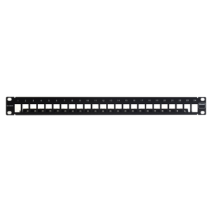 patch panel tera max blindado de 24 puertos, modular (vacío), plano, color negro, 1ur