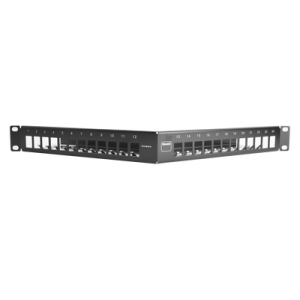 patch panel tera max de 24 puertos, modular, angulado, color negro, 1ur