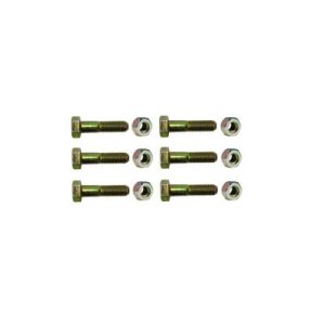 paquete de 6 tornillos grado 5 con tuercas tropicalizadas de 3/8" x 2".