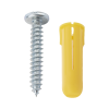 paquete de 20 taquetes amarillo 1" y 20 tornillos 8mm x 1"