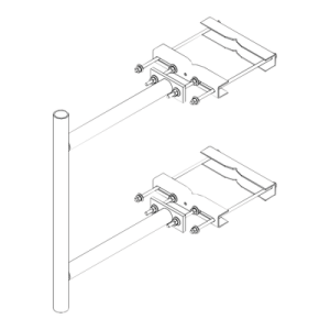 montaje lateral con 60 cm de separación con Ángulo ajustable. mástil de 2 3/8" x 36".