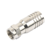 conector f macho en 75 ohm, plegable para instalar en cables coaxiales rg 11, cuerpo de bronce niquelado/ teflón.