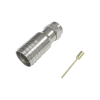 conector f macho en 75 ohm, plegable para instalar en cables coaxiales rg 11, cuerpo de bronce niquelado/ teflón.