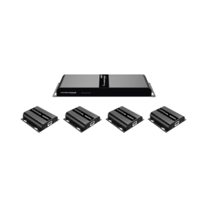 kit divisor y extensor hdmi (extender splitter) / divide 1 fuente hdmi a 4 pantallas / extiende la señal hdmi hasta 120 m / resolución 1080p @ 60 hz / cat 6/6a / soporta ir / baja latencia / uso24/7 / alimente solo el tx (poc).