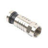 conector f macho de compresión para cable rg 59, cuerpo de bronce niquelado.