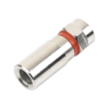 conector f macho de compresión, metálico para cable rg 59, cuerpo de bronce niquelado.