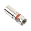 conector f macho de compresión, metálico para cable rg 59, cuerpo de bronce niquelado.