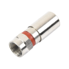 conector f macho de compresión, metálico para cable rg 59, cuerpo de bronce niquelado.