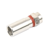 conector f macho de compresión, metálico para cable rg 6, cuerpo de bronce niquelado.
