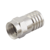 conector f macho, plegable de doble blindaje para cable rg 6, cuerpo de bronce niquelado.