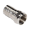 conector f macho, plegable de doble blindaje para cable rg 6, cuerpo de bronce niquelado.