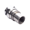 conector f macho plegable, con pin para cable rg 59, cuerpo de bronce niquelado.