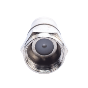 conector f macho plegable, con pin para cable rg 59, cuerpo de bronce niquelado.
