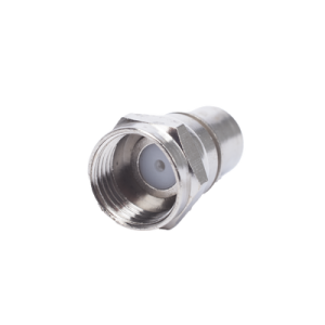 conector f macho, plegable con pin para cable rg 6, cuerpo de bronce niquelado.