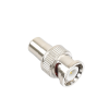 adaptador en línea para 75 ohm, de conector bnc macho a rca hembra en aplicaciones de audio video para cámaras, monitores y dvr´s.