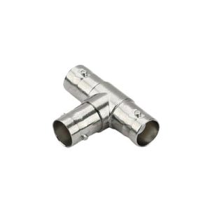 adaptador en t para 75 ohm de triple conectores bnc hembras, níquel/ oro/ teflón.