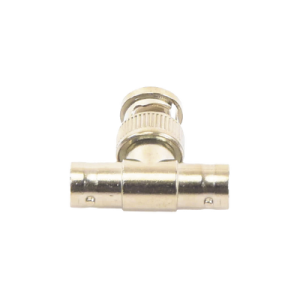adaptador en t para 75 ohm de conector bnc macho a doble bnc hembra, níquel/ oro/ teflón.