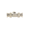 adaptador de triple conectores bnc macho para uso en sistemas de video vigilancia en aplicación con cables coaxiales rg 59/ rg 6, níquel/ oro/ politetrafluoroetileno.