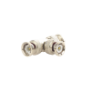 adaptador de triple conectores bnc macho para uso en sistemas de video vigilancia en aplicación con cables coaxiales rg 59/ rg 6, níquel/ oro/ politetrafluoroetileno.