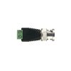 adaptador de conector bnc macho a 2 terminales tornillo para cables awg 26 14, en aplicaciones video vigilancia, níquel/ oro/ ptfe y pvc.