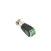 adaptador de conector bnc macho a 2 terminales tornillo para cables awg 26 14, en aplicaciones video vigilancia, níquel/ oro/ ptfe y pvc.