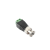adaptador de conector bnc macho a 2 terminales tornillo para cables awg 26 14, en aplicaciones video vigilancia, níquel/ oro/ ptfe y pvc.