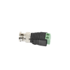 adaptador de conector bnc macho a 2 terminales tornillo para cables awg 26 14, en aplicaciones video vigilancia, níquel/ oro/ ptfe y pvc.