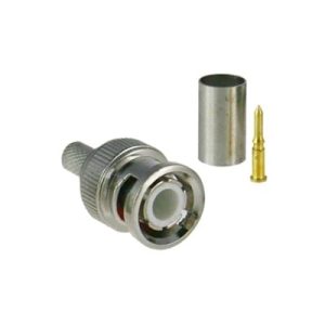 conector bnc macho para 75 ohm, de 3 piezas en línea, anillo plegable para cable rg 59/u en aplicación de cctv, níquel/ oro/ teflón.