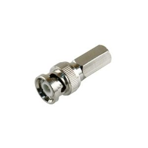 conector bnc macho de ensamble roscable (hex.) en sentido de las manecillas de reloj para cable coaxial rg 59/u, níquel/ oro/ delrin.