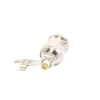 conector bnc macho en 75 ohm, para cable coaxial rg 59 / con base de alivio negra de pvc, níquel/ oro/ ptfe.