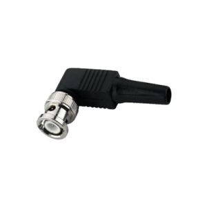 conector bnc macho de 75 ohm en Ángulo recto con base plástica de alivio en pvc para cable coaxial rg 59/ rg 6.
