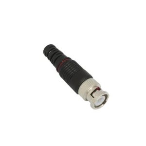 conector bnc macho en 75 ohm con base de alivio plástica negra para cable coaxial rg 59/ níquel/ oro / teflón.