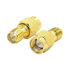 adaptador de sma macho a sma hembra inverso, oro/ oro/ teflón,
