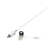 antena marina vhf en látigo de acero inoxidable en rango de 156 a 163 mhz. incluye cable de 4.5 m con conectores pl 259 instalados y montaje en l