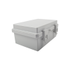 gabinete plástico para exterior (ip65) de 150 x 220 x 105 mm cierre por broche.