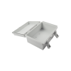 gabinete plástico para exterior (ip65) de 150 x 220 x 105 mm cierre por broche.