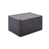 gabinete plástico negro para exterior (ip65) de 100 x 68 x 50 mm cierre por tornillos.