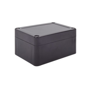 gabinete plástico negro para exterior (ip65) de 100 x 68 x 50 mm cierre por tornillos.