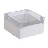 gabinete plástico para exterior (ip65) de 160 x 160 x 90 mm cierre por tornillos tapa transparente.