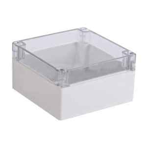 gabinete plástico para exterior (ip65) de 160 x 160 x 90 mm cierre por tornillos tapa transparente.