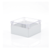 gabinete plástico para exterior (ip65) de 160 x 160 x 90 mm cierre por tornillos tapa transparente.