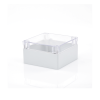 gabinete plástico para exterior (ip65) de 160 x 160 x 90 mm cierre por tornillos tapa transparente.