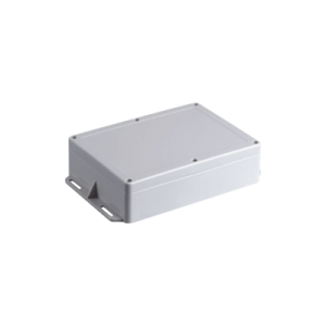 gabinete plástico para exterior (ip65) de 160 x 220 x 100 mm cierre por tornillos metálicos. tiene orejas para instalación a muro.