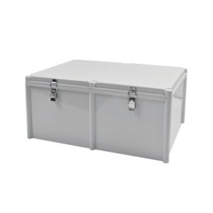 gabinete plástico para exterior (ip65) de 560 x 380 x 265 mm cierre por broche.